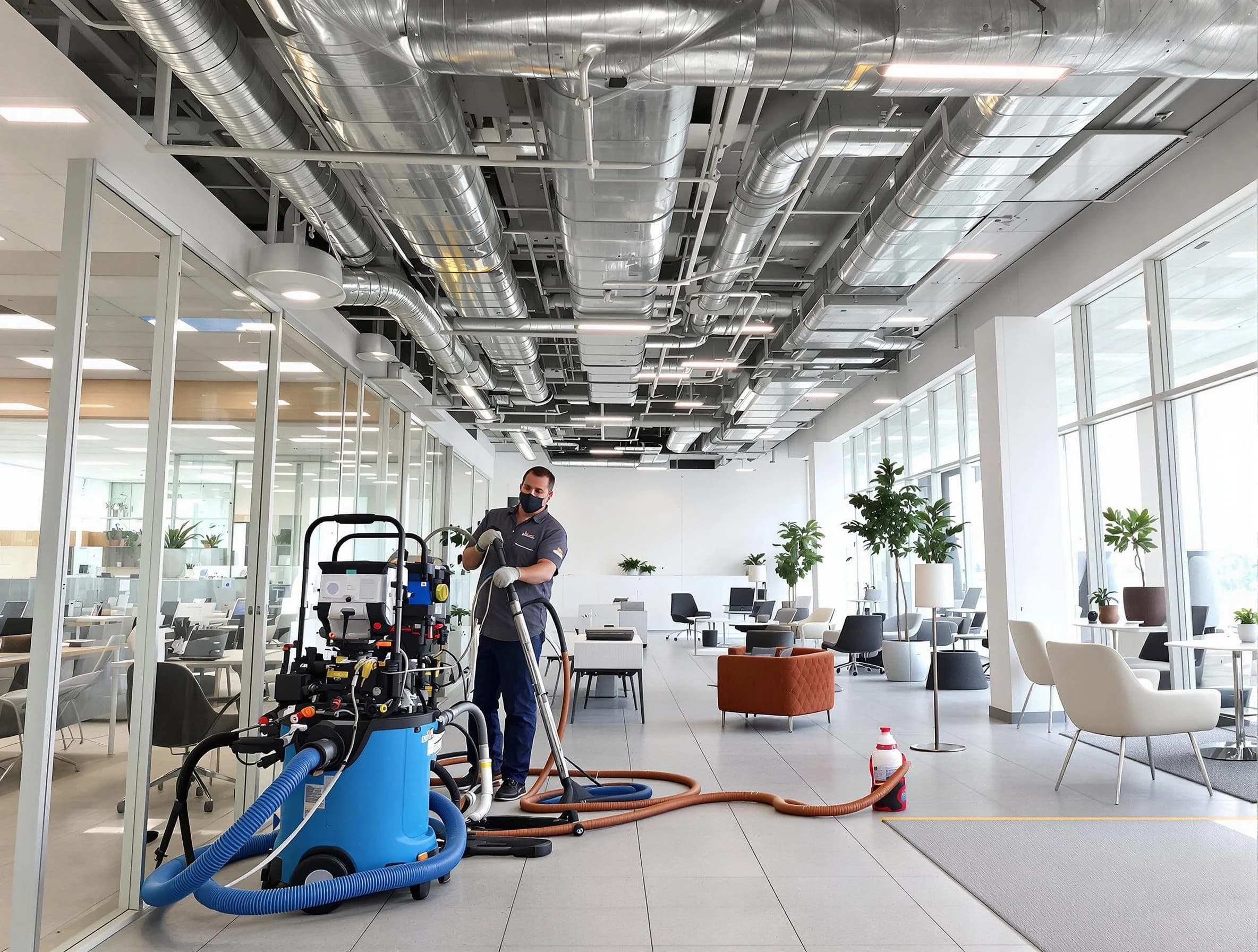 Dickson Air Duct Cleaning team conducting comprehensive commercial duct cleaning at a business location in Dickson