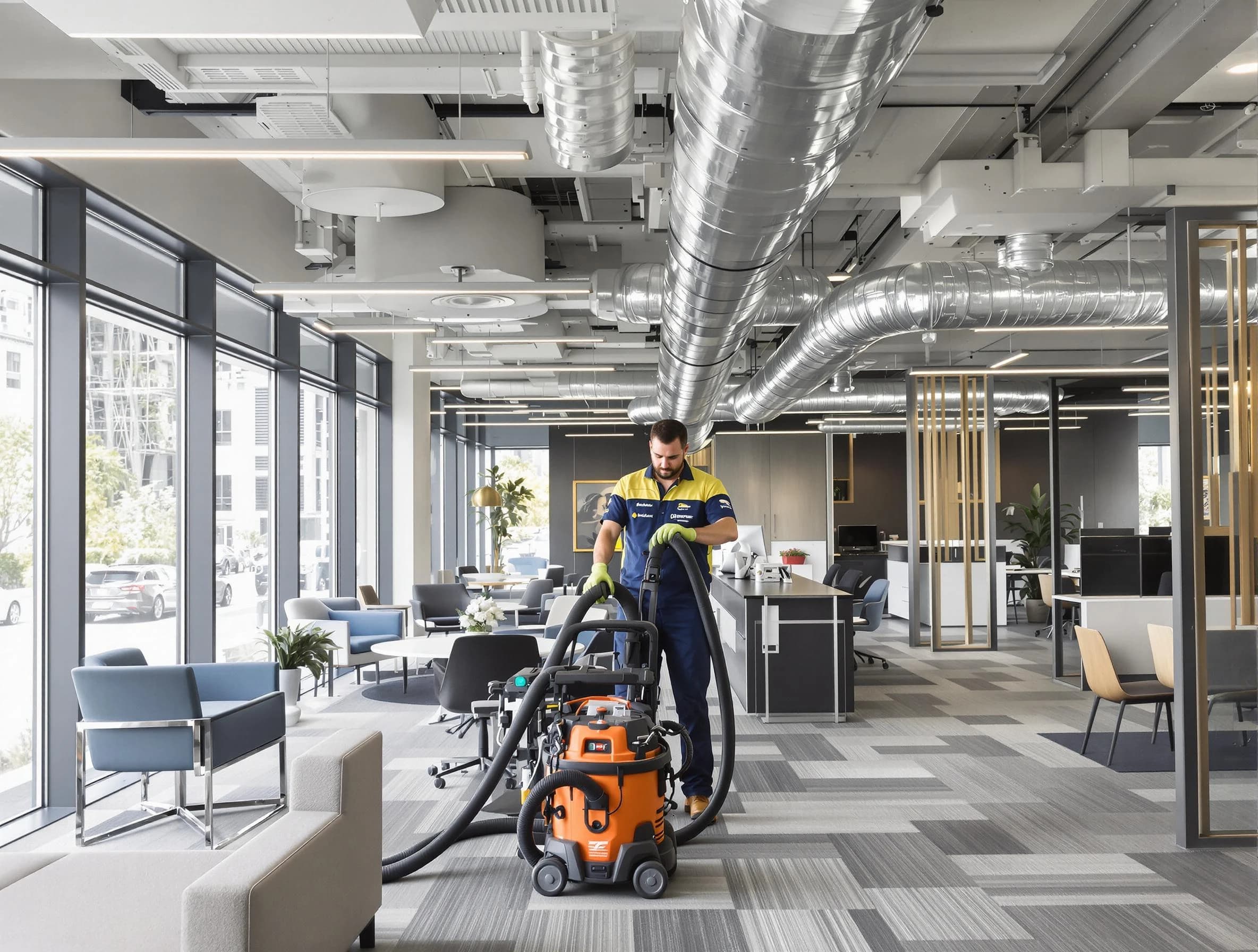 Dickson Air Duct Cleaning team performing thorough commercial duct cleaning at a Dickson business center