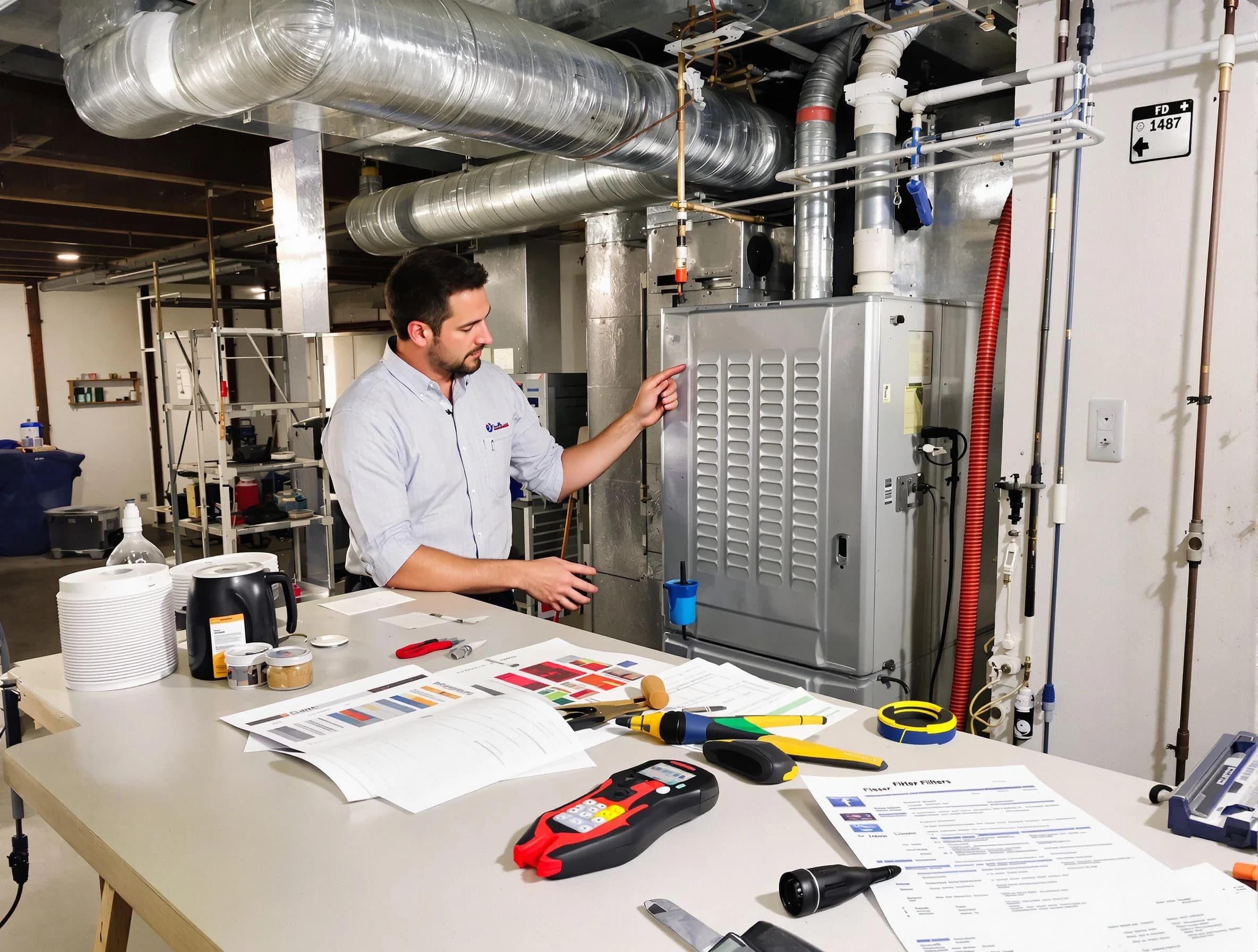 Dickson Air Duct Cleaning inspector conducting detailed filter system evaluation using professional diagnostic tools in Dickson