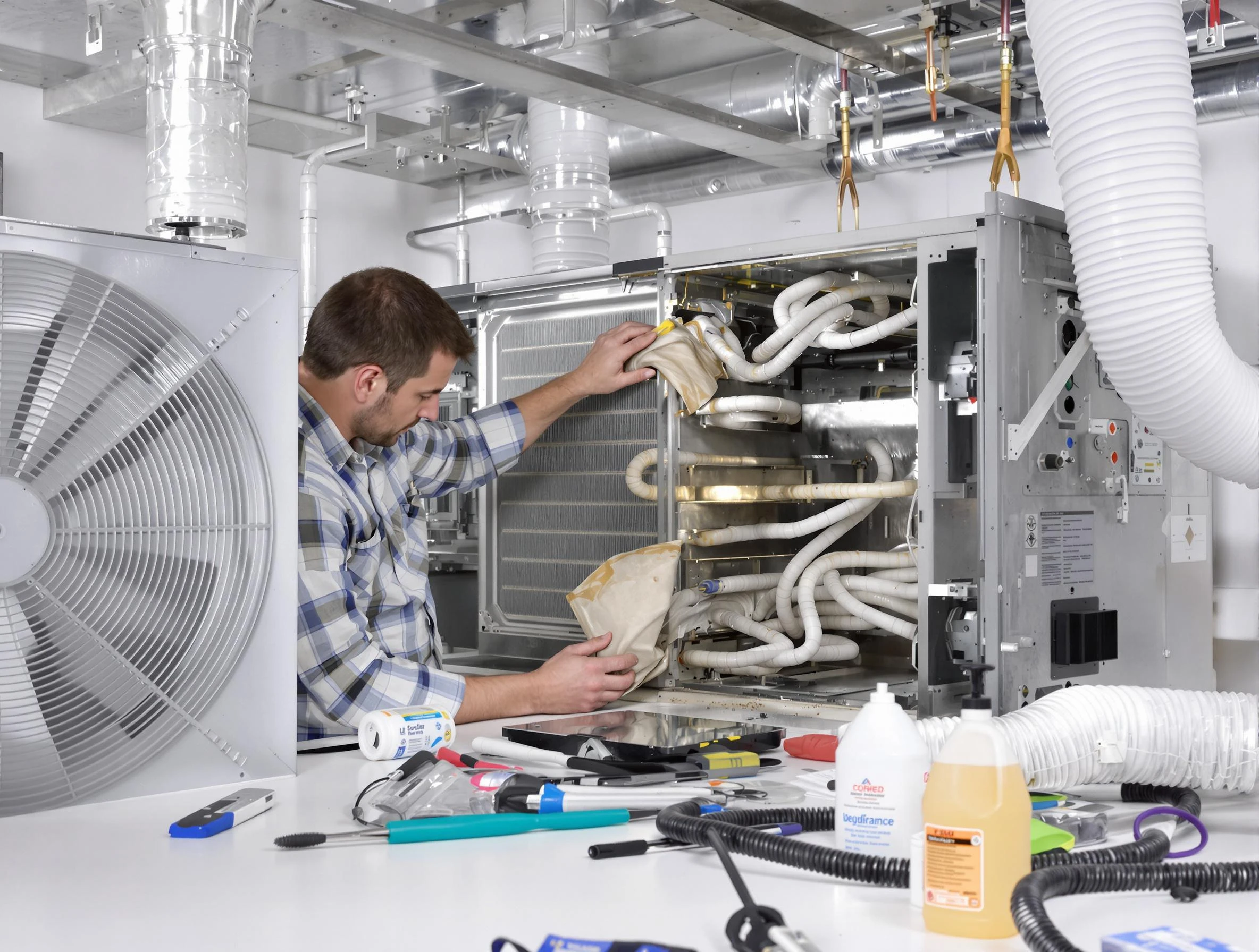 Dickson Air Duct Cleaning specialist performing precision AC coil cleaning in Dickson